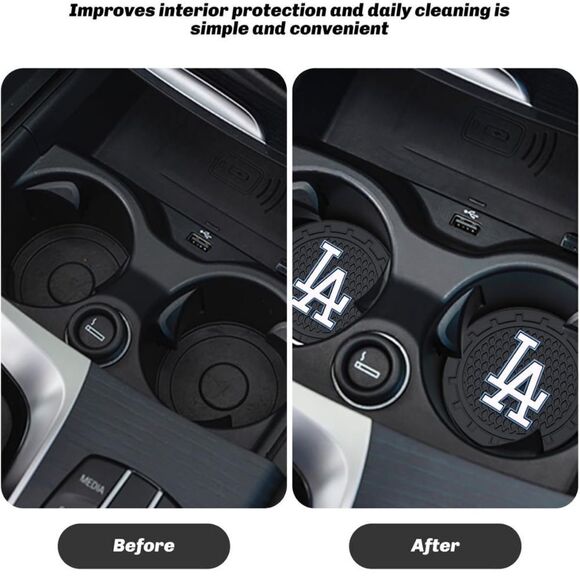 MLB Los Angeles Dodgers car cup Coasters in black Set of 2 NWT - Picture 2 of 6